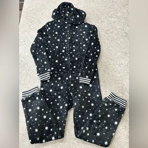 Art Class Fleece Jogger Onesie Girls M 7/8 Black Stars